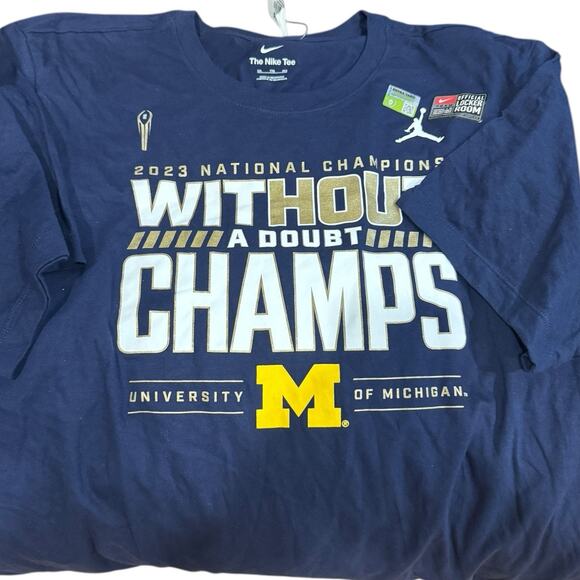 NIKE Tee Michigan Wolverines Football 2023 CHAMPS Mens XXL New Jordan - Picture 1 of 5